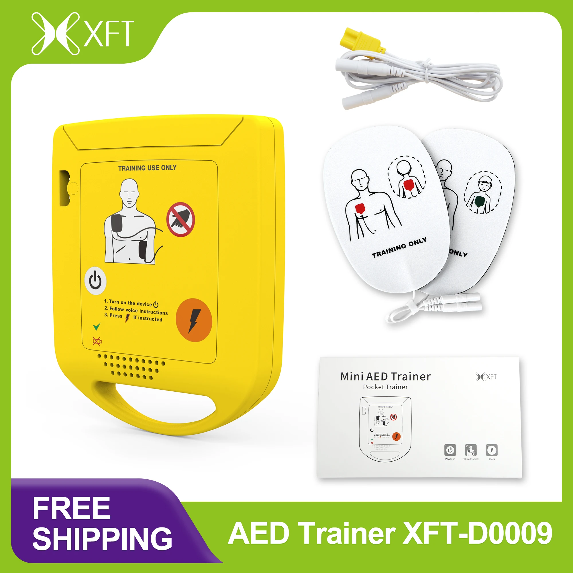 XFT Mini AED Trainer, Training Device with Voice Prompts, Practice AED Trainer for First Aid Training, XFT-D0009