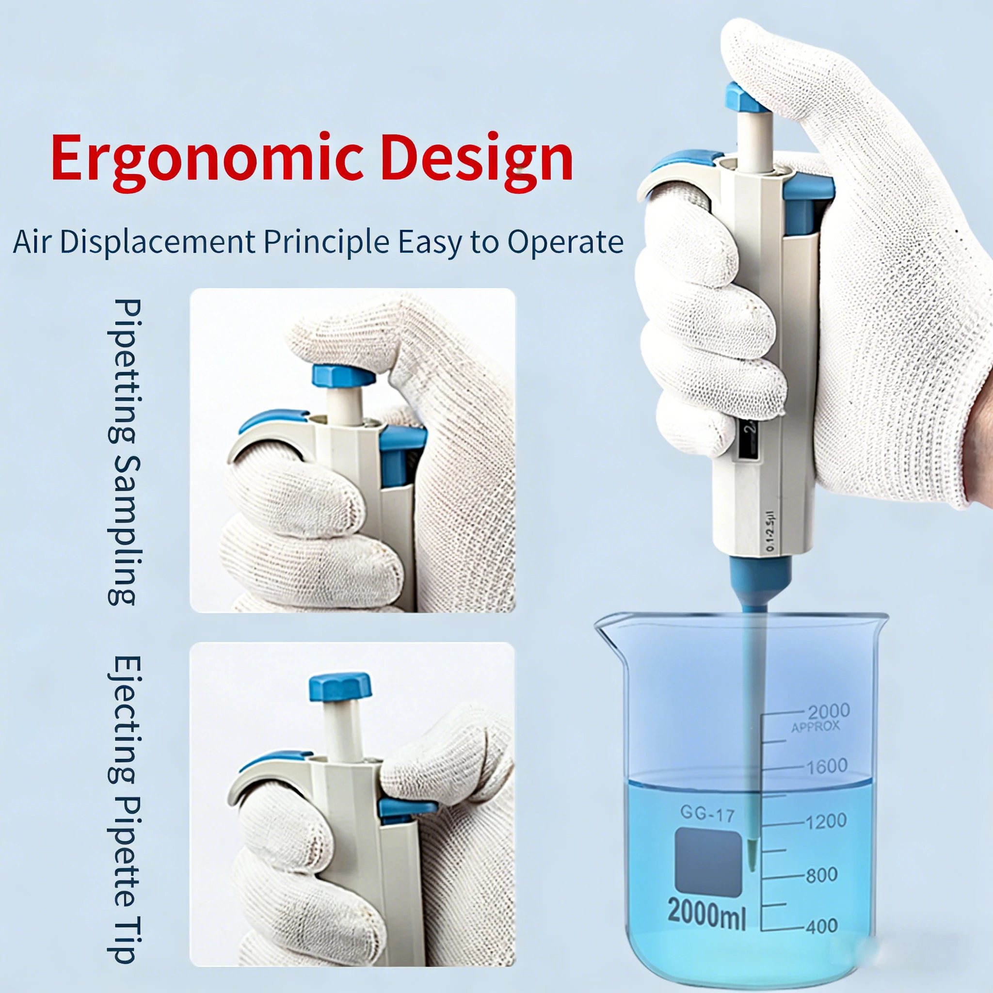 Laboratory Pipette Adjustable Single Channel Digital Micropipette With Pipettor Tips - Image 5